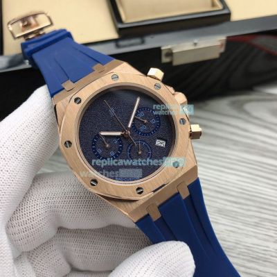 MAD Paris Customised Audemars Piguet Royal Oak Rose Gold Watch Blue Dial 42MM